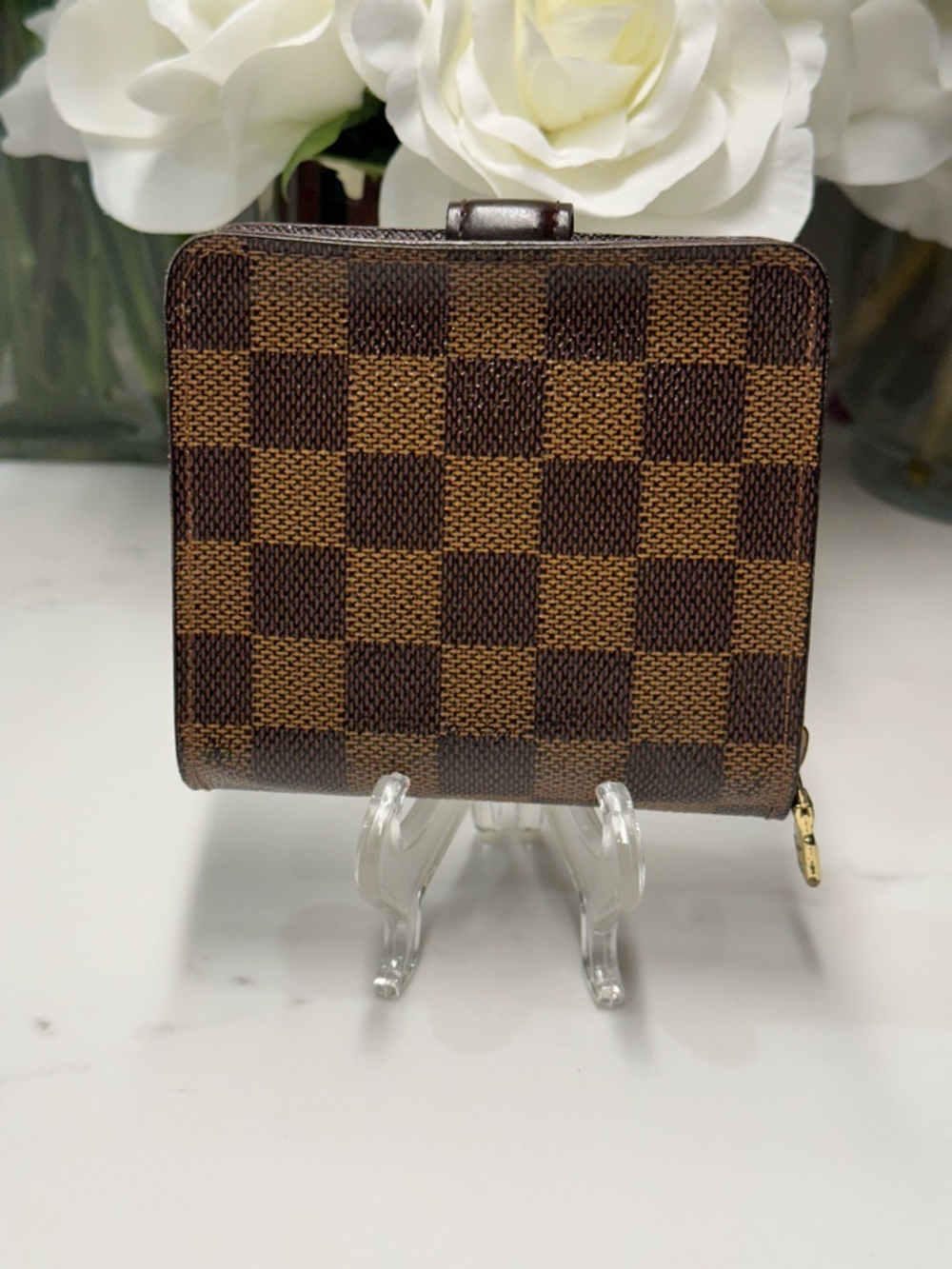 Louis Vuitton Damier Ebene Wallet w/ Gold-Tone Hardware + LV Dust Bag + COA - Picture 2 of 16
